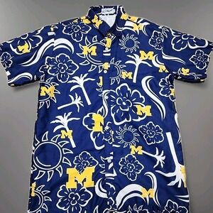 Michigan Wolverines Hawaiian Shirt Short Sleeve Button Basketball Giveaway M